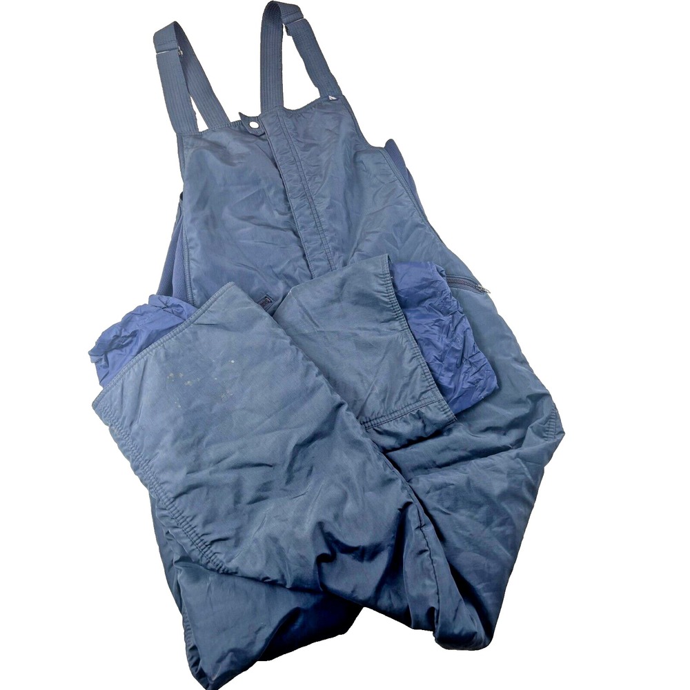 Vintage Serac Overall Ski Snow Bib Unisex 42 Navy‎ Blue Straight Leg Zip Front